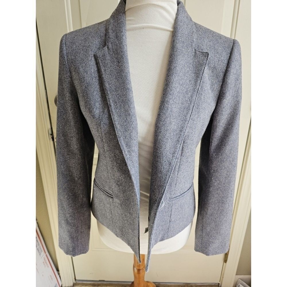 Andre Barreau New‎ York Vintage Grey Wool Blend Single Button Blazer Jacket  w 8